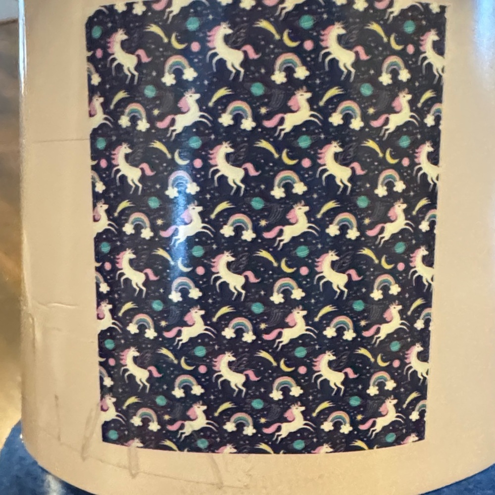 Natalia Colorful Rainbows and Unicorns Blue Fleece Throw Blanket NWT - Picture 2 of 2